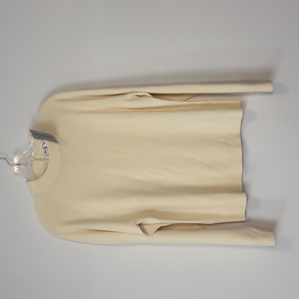 CAROLYN TAYLOR for By Design Vanilla Yellow Mature Mock Neck Back Zip Sweater